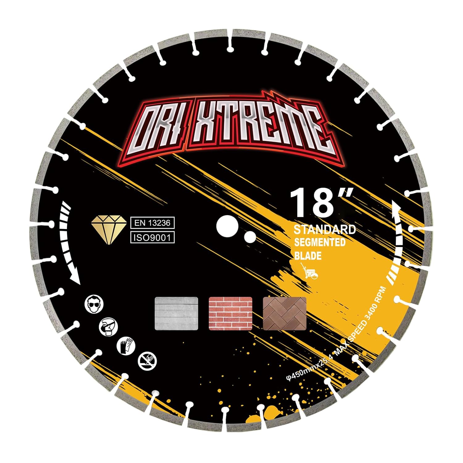 18 Inch Diamond Concrete Saw Blade, Segmented General Purpose Blade Dry/Wet Cutting Concrete, Reinforced Concrete, Green Concrete, Masonry 1' Arbor