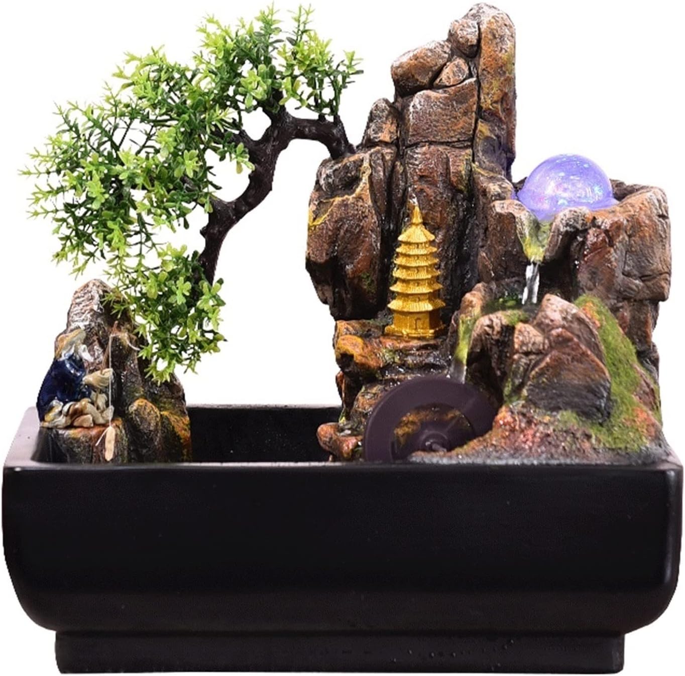 HIHELO Tabletop Fountain Desktop Rockery Fountain Office Lucky Fountain Desktop Waterfall Fountain Indoor Water Decorative Fountain Indoor Fountain (Size : No Atomizer)