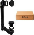 Westbrass 493144H-62 14' Sch. 40 ABS Bath Waste & Overflow Assembly with Tip-Toe Drain Plug and Illusionary Faceplate, Matte Black (4-Pack)