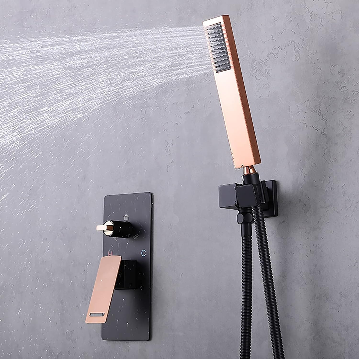 Shower System with Tub Spout 10' Square Rainfall Shower Head System with Handheld Combo Set, Wall Mounted Shower Faucet Set Complete (Color : Chrome)