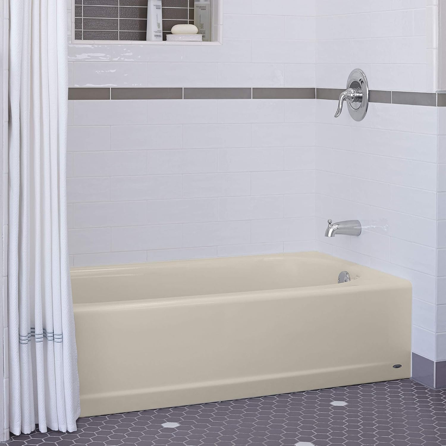 American Standard 2391202.021 Princeton 60 in. x 30 in. Americast Apron-Front Bathtub with Right Hand Drain, Bone