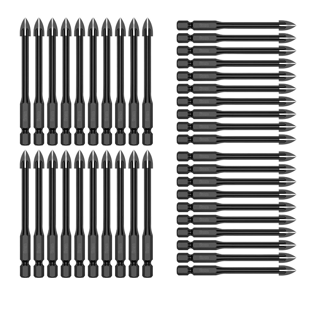 40/10PCS 6mm Cross Hex Drill Bit Set Tile Porcelain Punch Holes for Glass Ceramic Wall Concrete Drilling(40PCS)