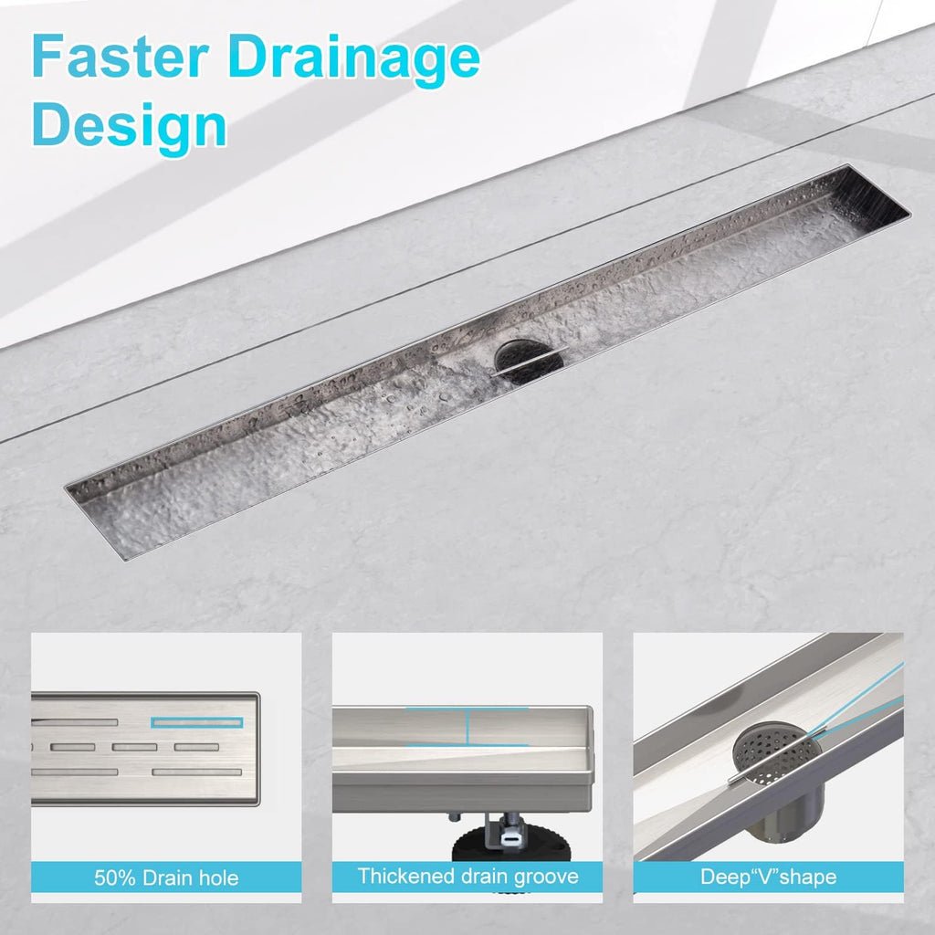 10 Inch Overhead Rainhead Shower Combo Set and 28 Inch Linear Shower Drain
