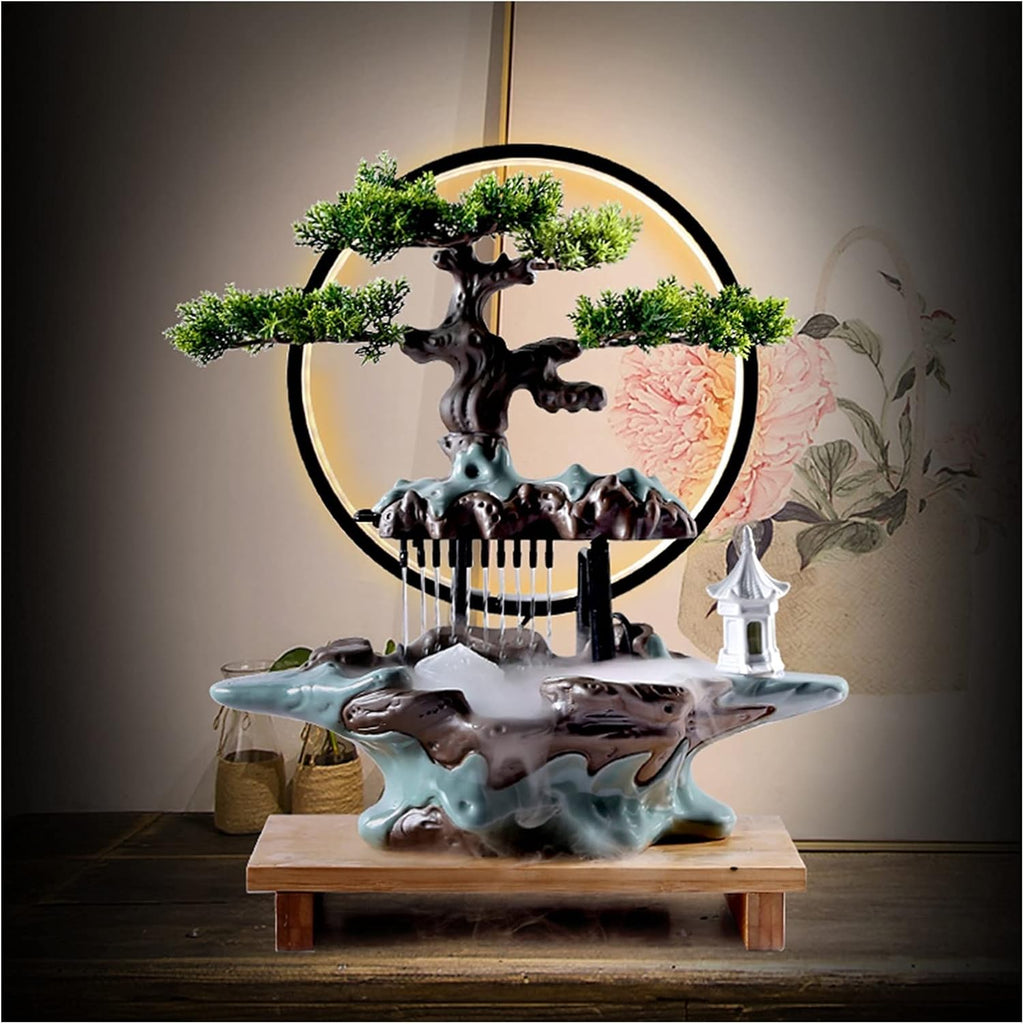 HIHELO Indoor Tabletop Waterfall Fountain Tabletop Fountain with Light Relaxation Fountain for Interior Decoration Indoor Fountain Tabletop Fountains16 Inch Tall Meditation Fountain (Color : 1)