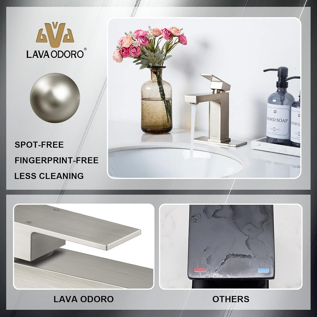 Lava Odoro 3-Setting Shower and Tub Faucet Set and Bathroom Faucet, Brushed Nickel