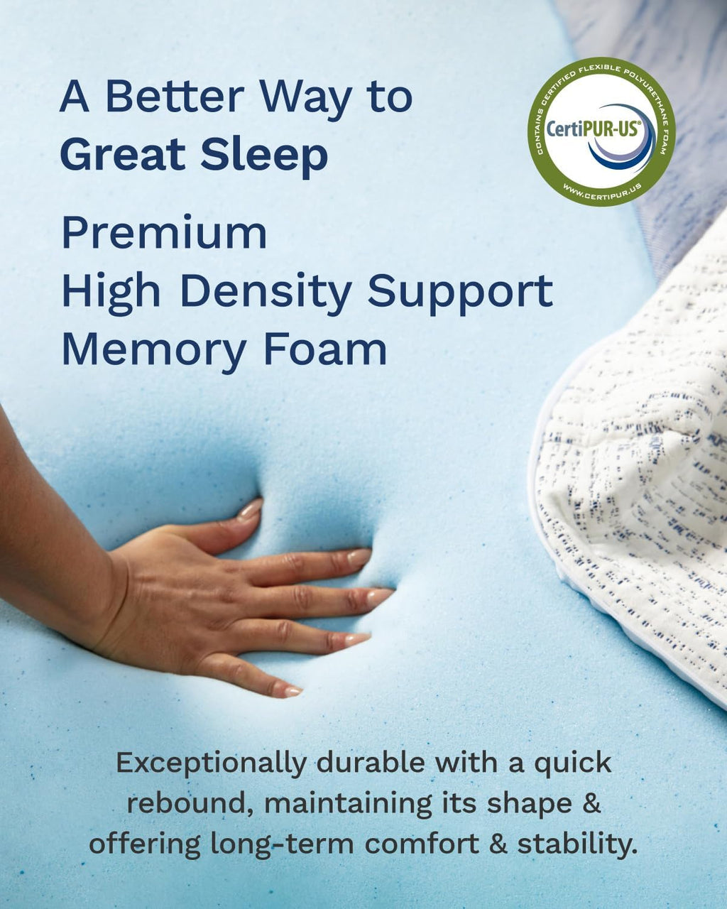 ViscoSoft 3 Inch Memory Foam Mattress Topper Short King - Select High Density Ventilated RV Camper Mattress Pad - Premium Removable Rayon Cover