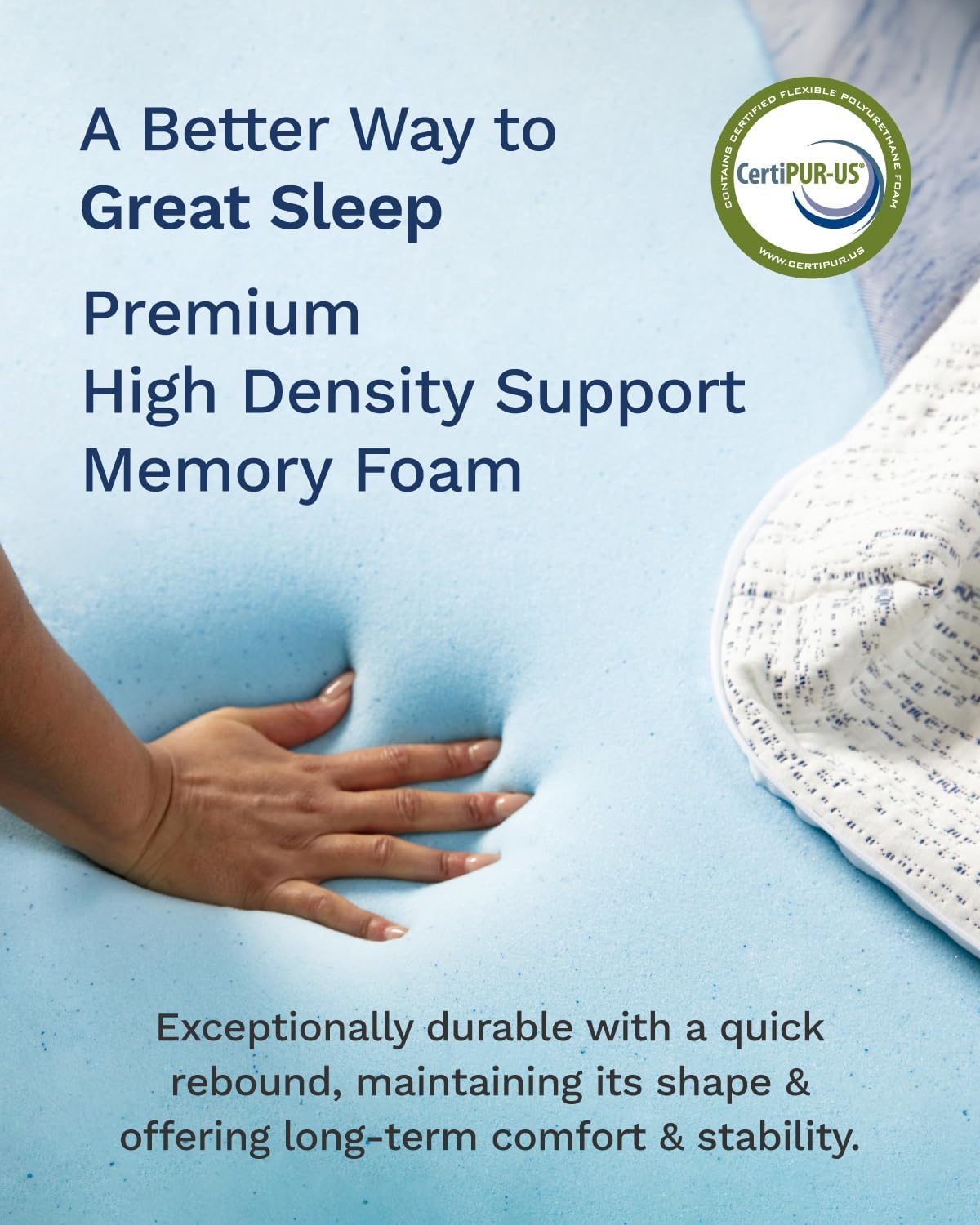 ViscoSoft 3 Inch Memory Foam Mattress Topper Short King - Select High Density Ventilated RV Camper Mattress Pad - Premium Removable Rayon Cover