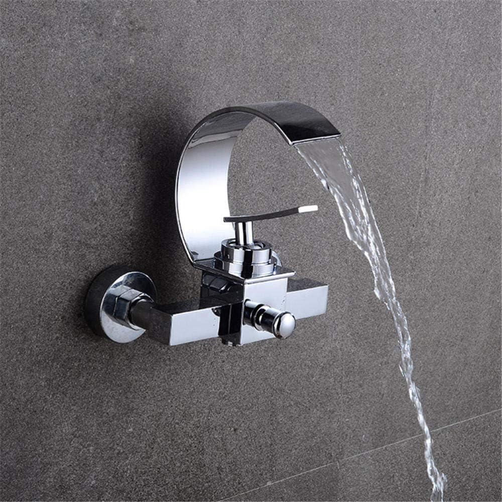 Shower System Waterfall Bathtub Shower Faucet Set Black Bathtub Mixer Tap Dual Contral Shower Wall Mounted Shower Faucet-Chrome