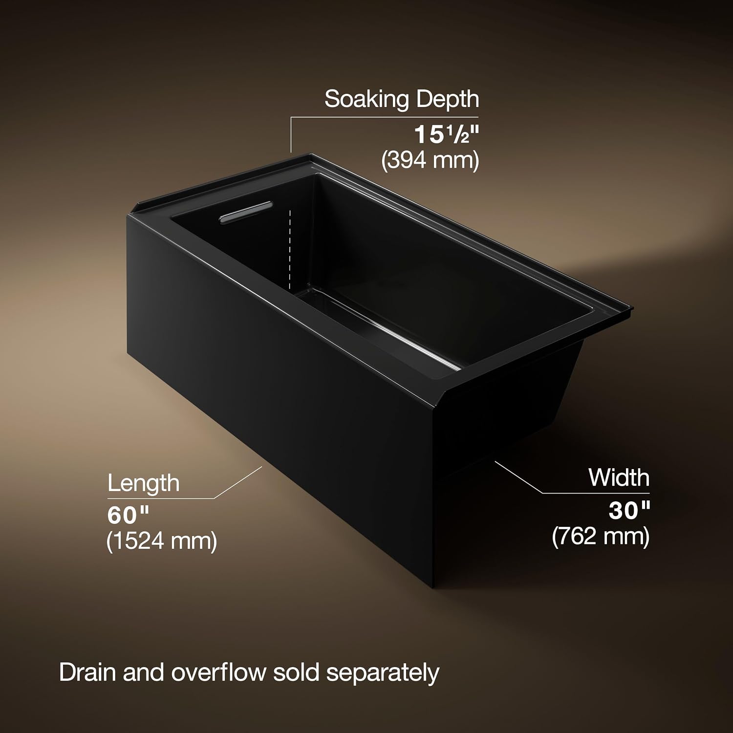 Kohler 1956-LA-7 Underscore® 60' x 30' alcove bath, left drain, Black Black