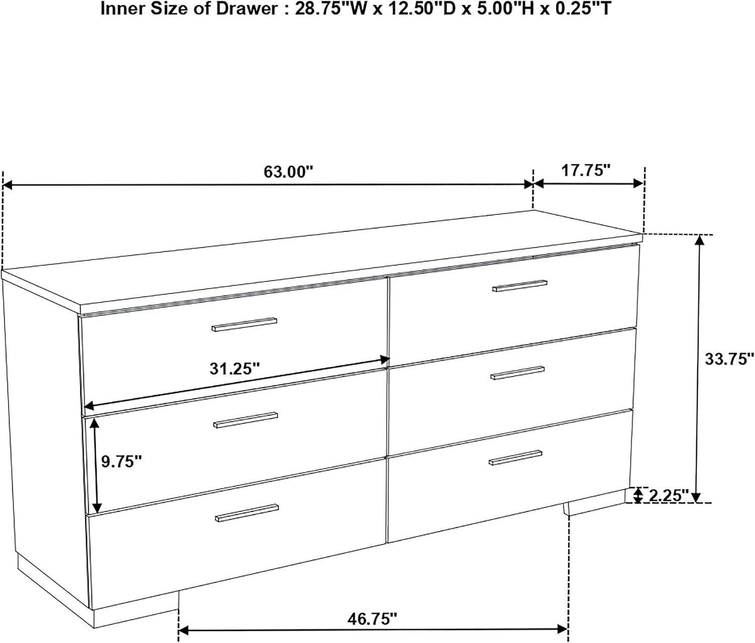 Coaster Home Furnishings Felicity Contemporary 4-Piece Bedroom Set Queen Size Panel Bed Frame 51-inch Headboard White High Gloss 203501Q-S4