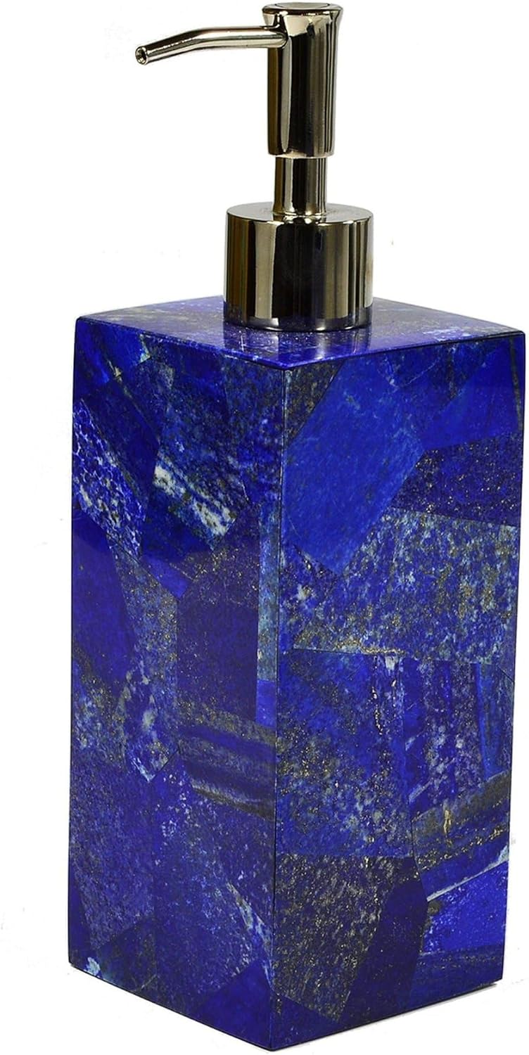 Set of 7 Piece Bathroom Set I Lapis Lazuli Stone Bathroom Kit I Lapis Lazuli Stone Towel Tray I Luxurious Look Bath Set I Random Work Toothbrush Holder