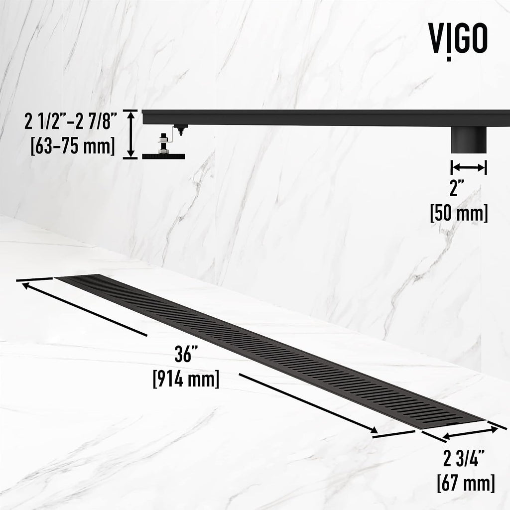 VIGO Elan 36 in. Linear Shower Drain in Matte Black - VG07003MB