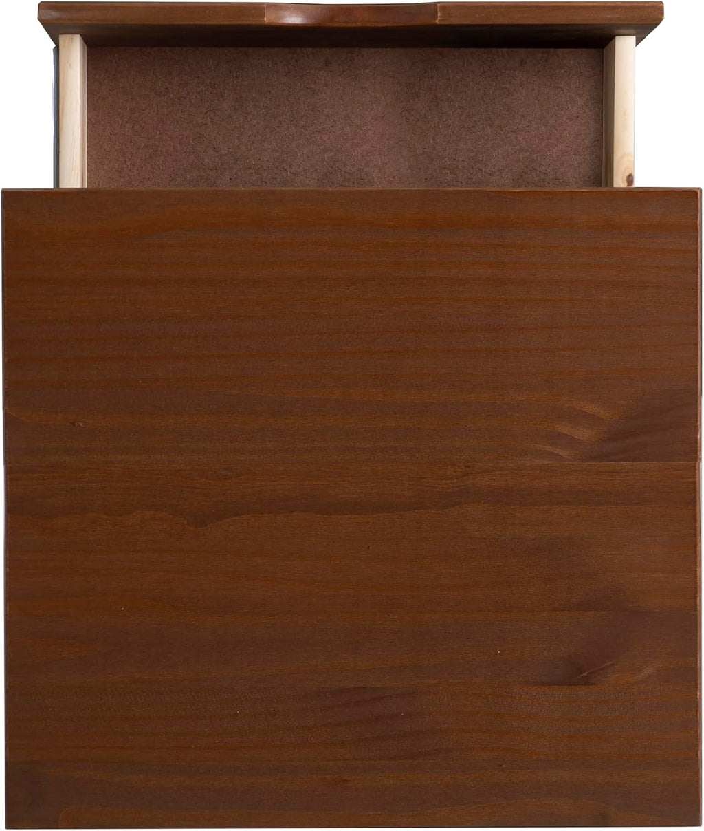 Powell Fordham Walnut Solid Pine Wood Twin Sized Platform Bed with Six Drawer Dresser and Set of 2 Two Drawer Nightstands