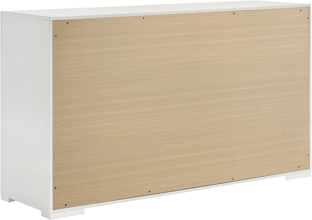 Coaster Home Furnishings Ives Contemporary 4-Piece Bedroom Set Queen Size LED Panel Bed Frame 57-inch Headboard White High Gloss 224941Q-S4