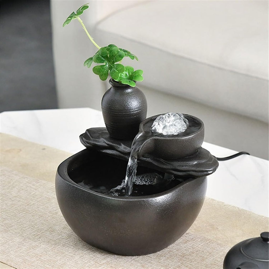 GLigeT Tabletop Fountain Desktop Wealth Fountain Ceramic Wealth Feng Shui Ornament Entrance Living Room Desktop Decoration Water Fountain Decor