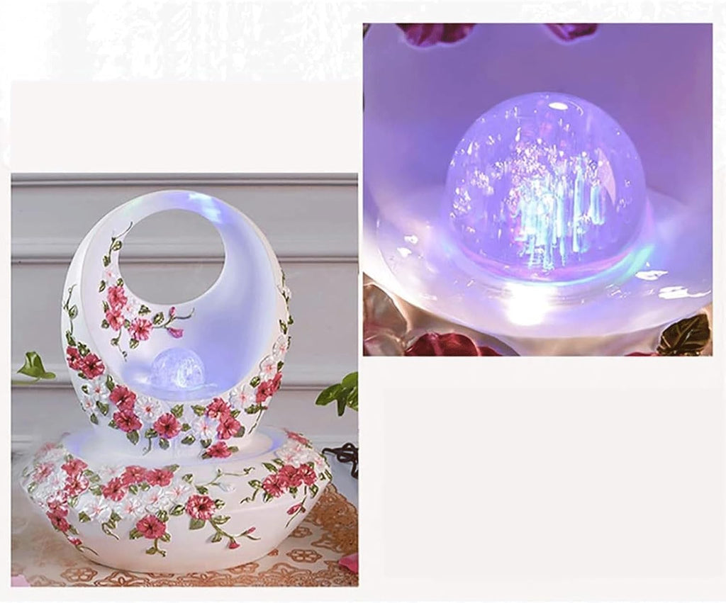 Vintage Fountain, Tabletop Fountain with LED Lights and Humidifier, Water Fountains Soothing Sound Relaxation Meditation,Small-