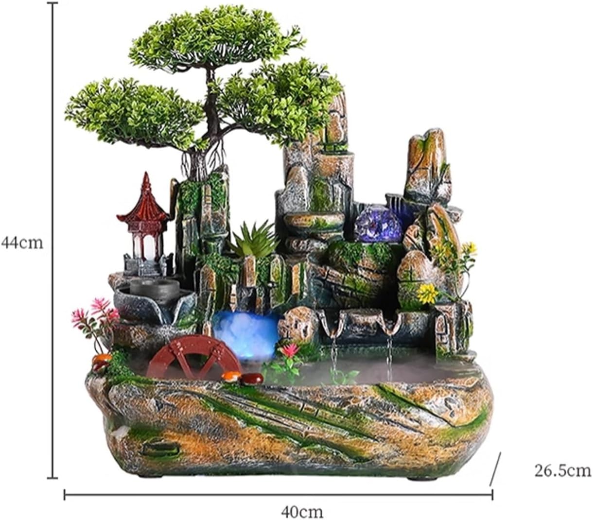 GRFIT Indoor Fountain Atomized Bonsai Rocket, Running Water Fountain, Small Table Ornaments, Crystal Ball Gifts, Ceramic Landscape Ornaments Tabletop Fountain