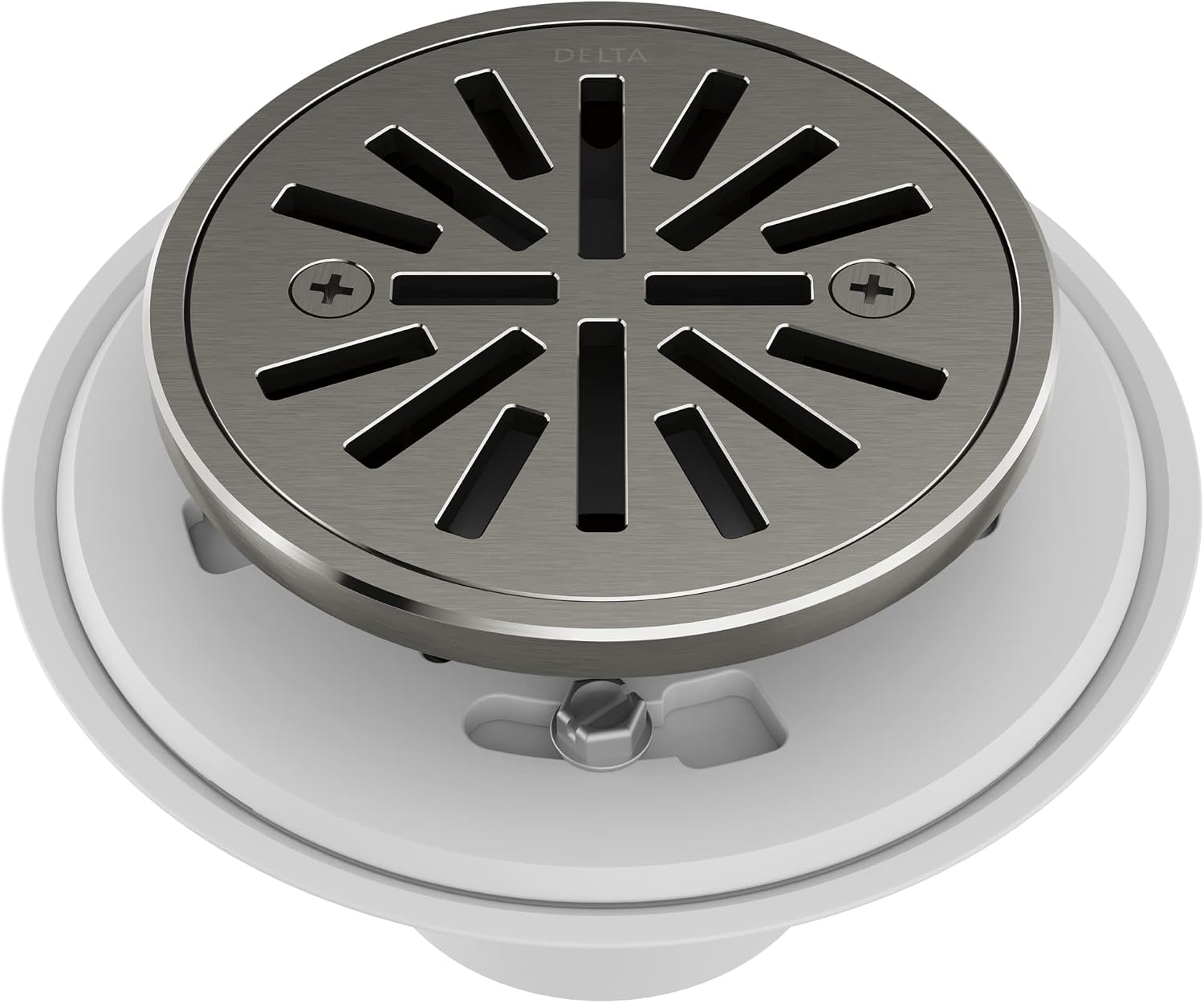 Delta 4 Inch Black Stainless Tile-In Round Shower Floor Drain with Gasket and Removable Drain Gate, Black Stainless DT061411-KS