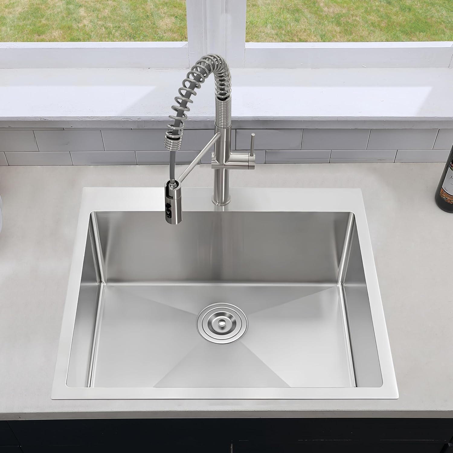 Friho 20×16 inch Drop In Kitchen Sink, 20 inch Stainless Steel Top mount Single Bowl Small Bar Sink, Overmount 16 Gauge Handmade Utility Deep Sinks, Brushed Nickel