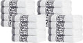 Superior 4-Piece Bath Towel Set, Greek/Floral Decor for Bathroom, Guest Bath, Resort, Home Essentials, Absorbent Cotton, Adults and Kids, Fast Drying Towels, Athens Collection, Black (Pack of 16)