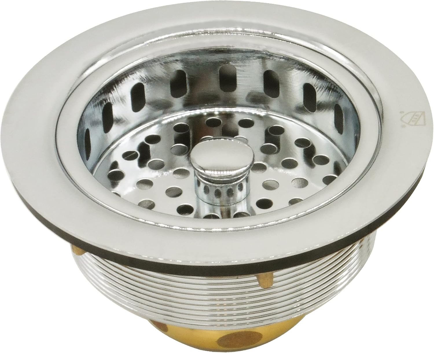 Westbrass CO2196S-05 COMBO PACK 3-1/2' Post Style Large Kitchen Sink Basket Strainer and Extra-Deep Collar Kitchen Sink Waste Disposal Flange with Strainer Stopper, Polished Nickel