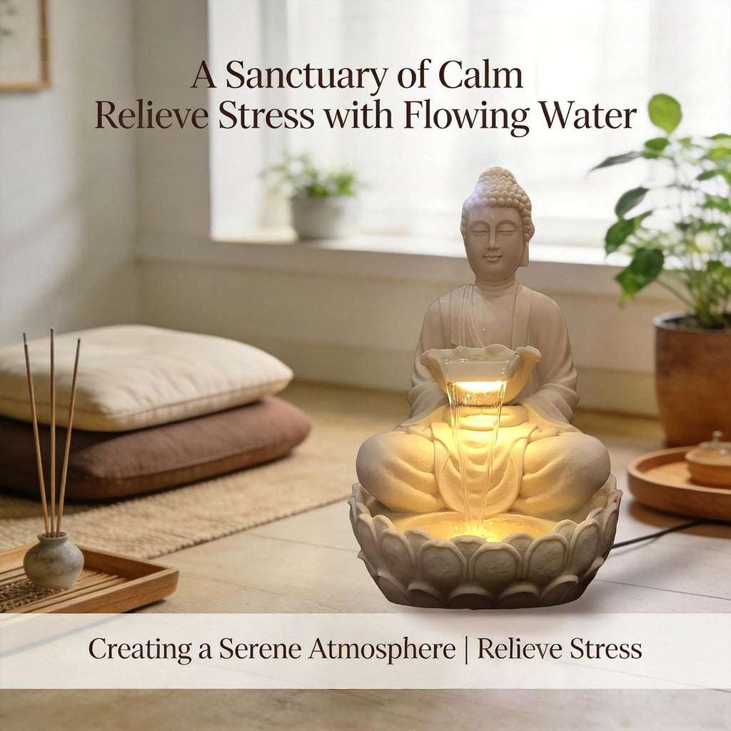 Outdoor Water Fountain, Buddha Water Outside, Garden Fountain, Statue Indoor/Outdoor for Home, Buddha Decor & Gifts, Buddah, Buda, Budda, Buddhas, Feng Shui (Medium)