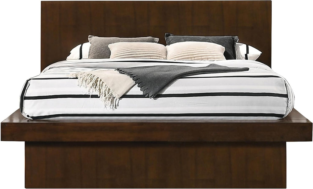 Coaster Home Furnishings Jessica Contemporary 4-Piece Bedroom Set Queen Size LED Panel Bed Frame 43-inch Headboard Cappuccino 200711Q-S4