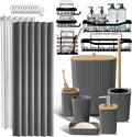 Hearth & Harbor Bathroom Accessories Set - Bathroom Set, 20PC Bathroom Accessory Set, Shower Curtain Set, Toilet Brush, Trash Can & Soap Dispenser (Grey, Shower Caddy + Bathroom Set)