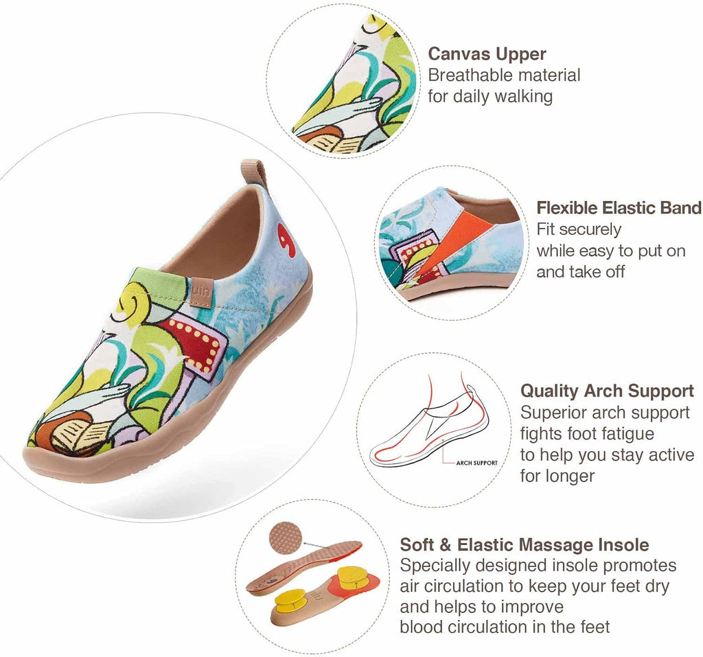 UIN Women's Casual Loafers Travel Painted Walking Slip On Lightweight Comfortable Canvas Fashion Sneakers