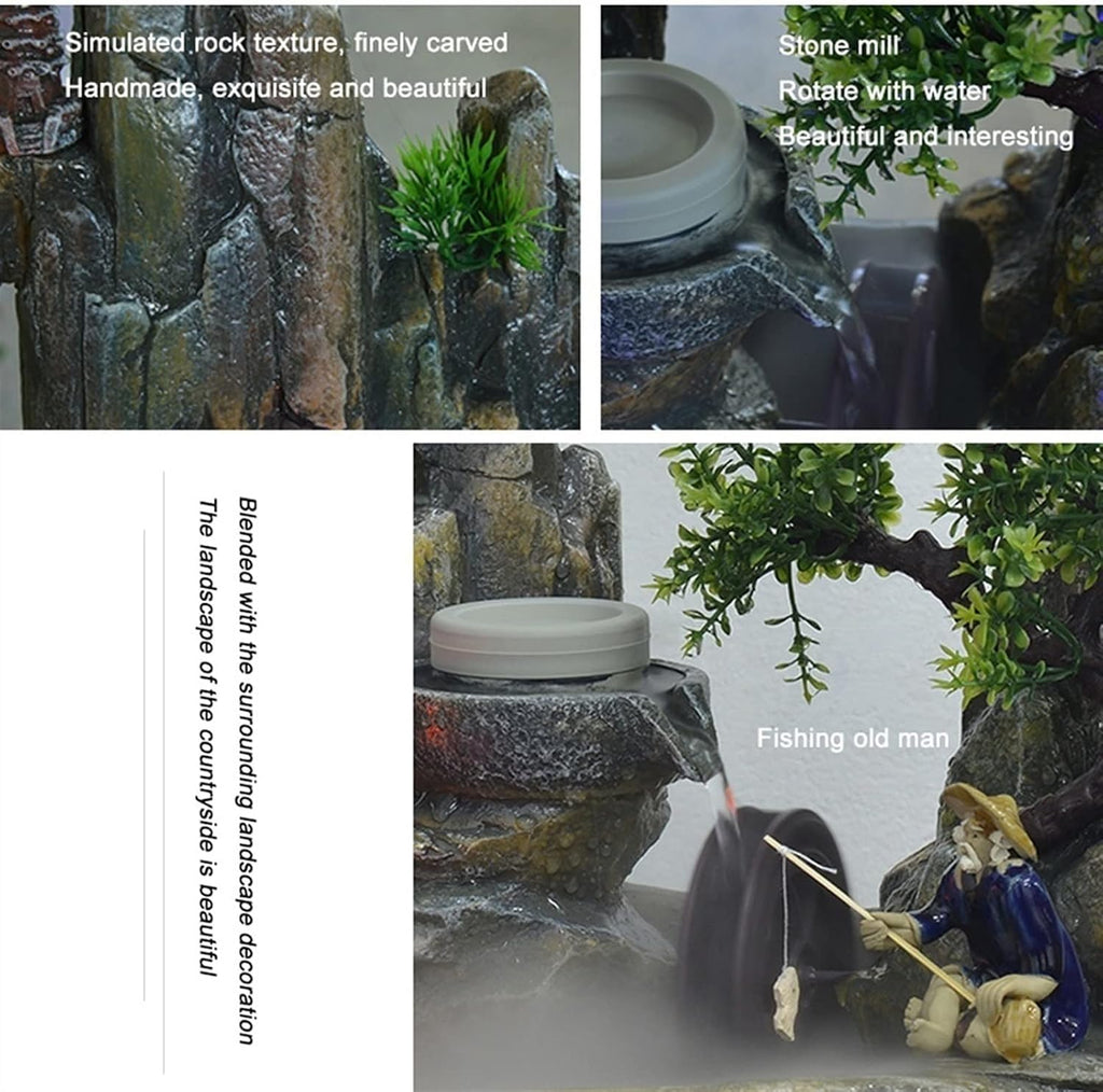 HIHELO Desktop Fountain Tabletop Fountain Rockery Water Fountain Decoration Living Room Decoration Waterfall Fountain Office Desktop Decoration Water Fountain Outdoor (Size : Brass)