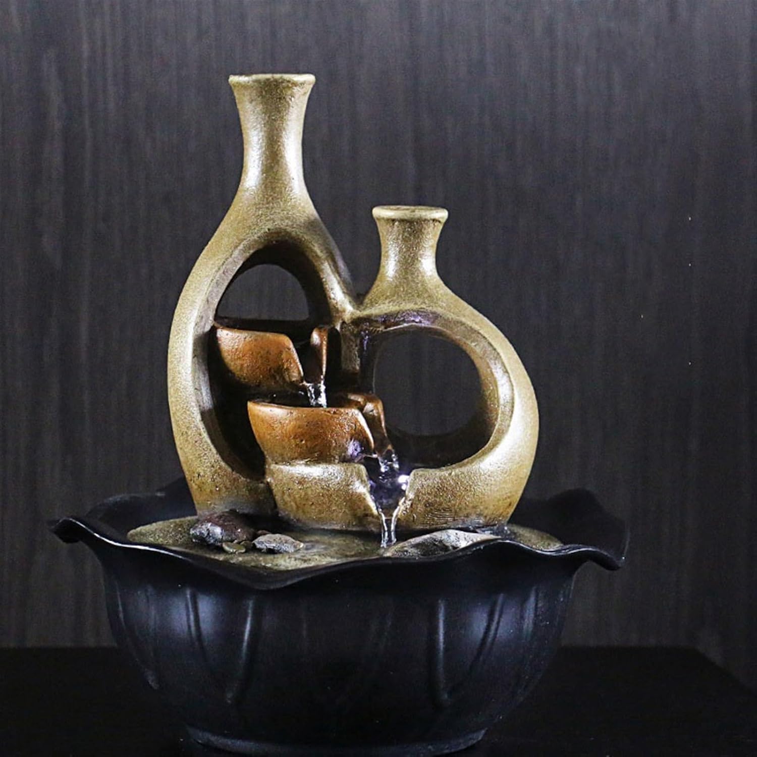 GLigeT Tabletop Fountain Simple Retro Desktop Fountain Feng Shui Ball Ornaments Home Living Room Decorations Gift Furnishings Water Fountain Decor