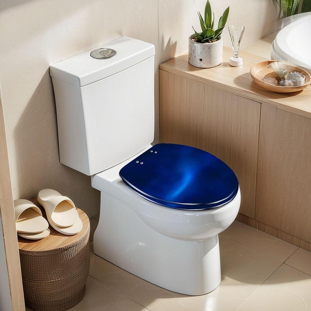 Elongated Toilet Seat Dark royal blue gradient mesh seamless bg overlay noisy texture Silk Resin Toilet Seat Slow Quiet Close Lid with Quick-Release Hinges Cover Bumpers Easy to Clean Install