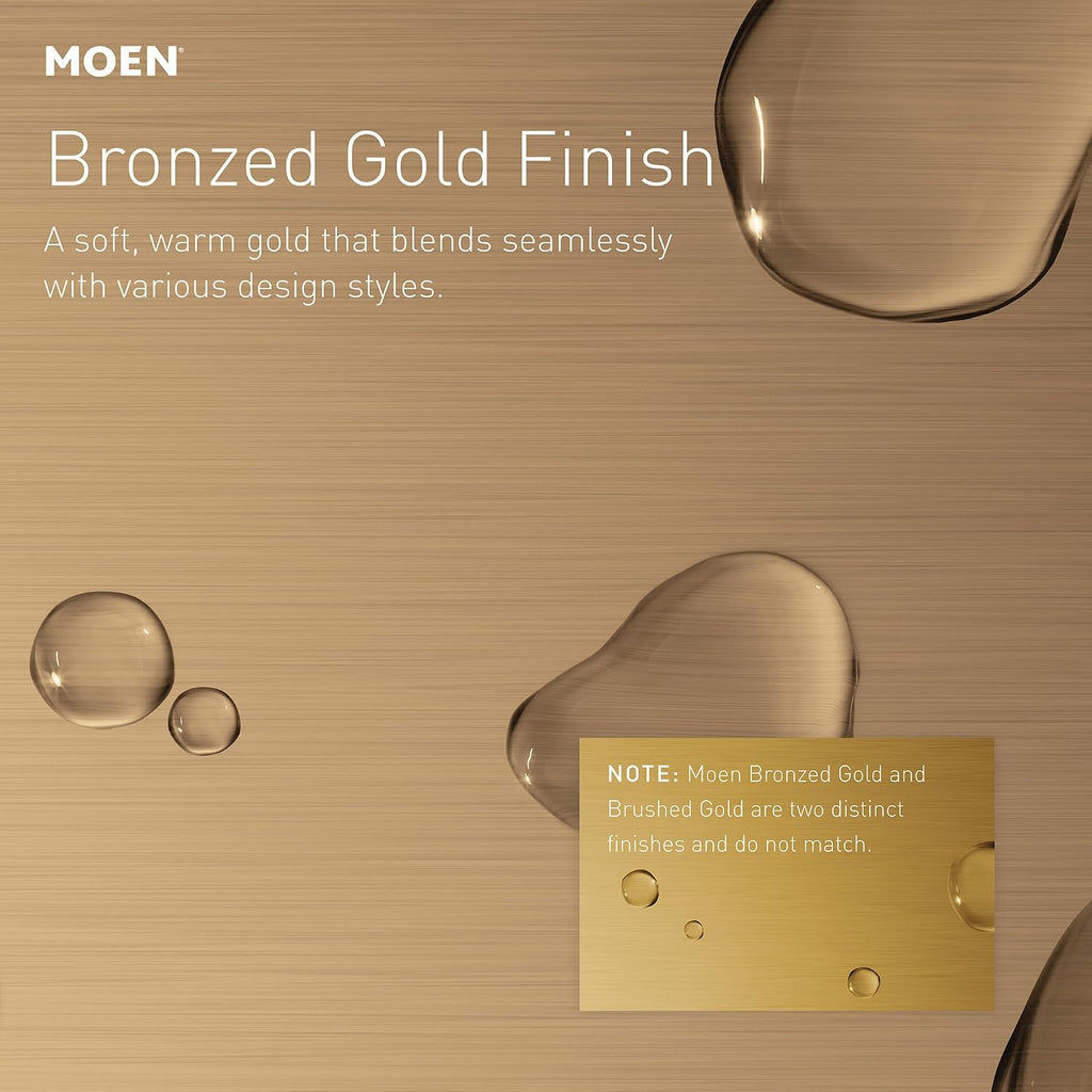 Moen Gibson Bronzed Gold Two-Handle High Arc Widespread Bathroom Sink Faucet for 3-Hole Setups with Valve Included, TV6142BZG