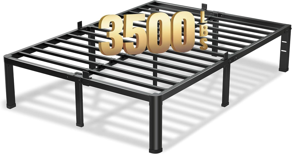 VIPSHOW 18 Inch California King Bed Frame, 3500Lbs Heavy Duty Metal Platform with Round Corner Legs Mattress Slide Stopper, Steel Slat Support No Box Spring Needed, Noise Free, Non-Slip, Easy Assembly