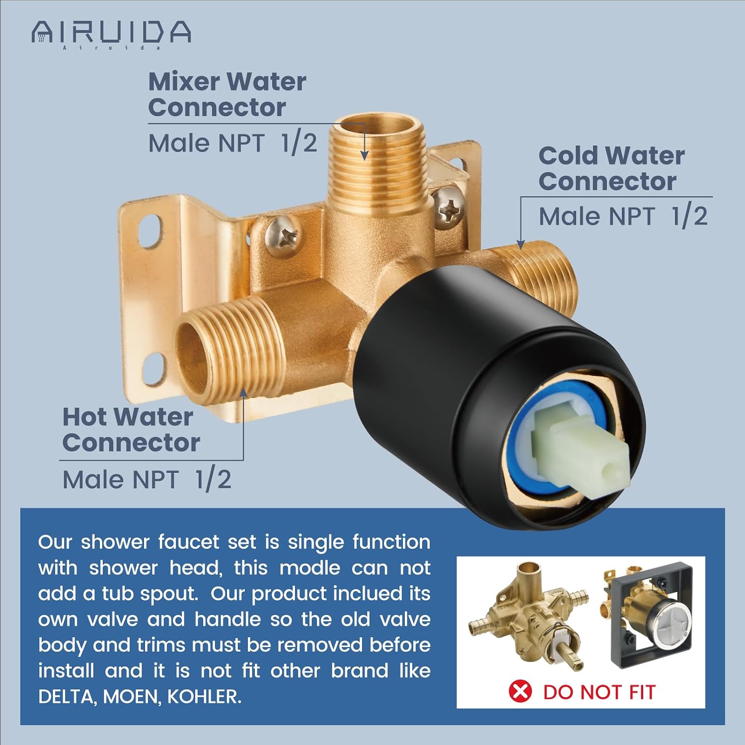 Airuida Bar Sink Faucet Single Hole Single Handle Bathroom Sink Faucet Kitchen Shower Faucet Set and Handle Set Single Function Shower Trim Kit Ceiling Mount Rainfall Shower System