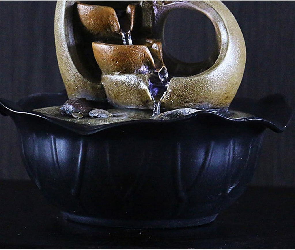 GLigeT Tabletop Fountain Simple Retro Desktop Fountain Feng Shui Ball Ornaments Home Living Room Decorations Gift Furnishings Water Fountain Decor