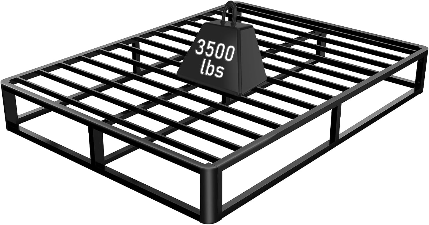 Firpeesy Upgrade Anti Bending and Round Corner Legs 10 inch Metal King Bed Frame 3500 LBS Heavy Steel Slats Support Platform Bed Frames No Box Spring Needed Platform Noise Free Easy Assembly