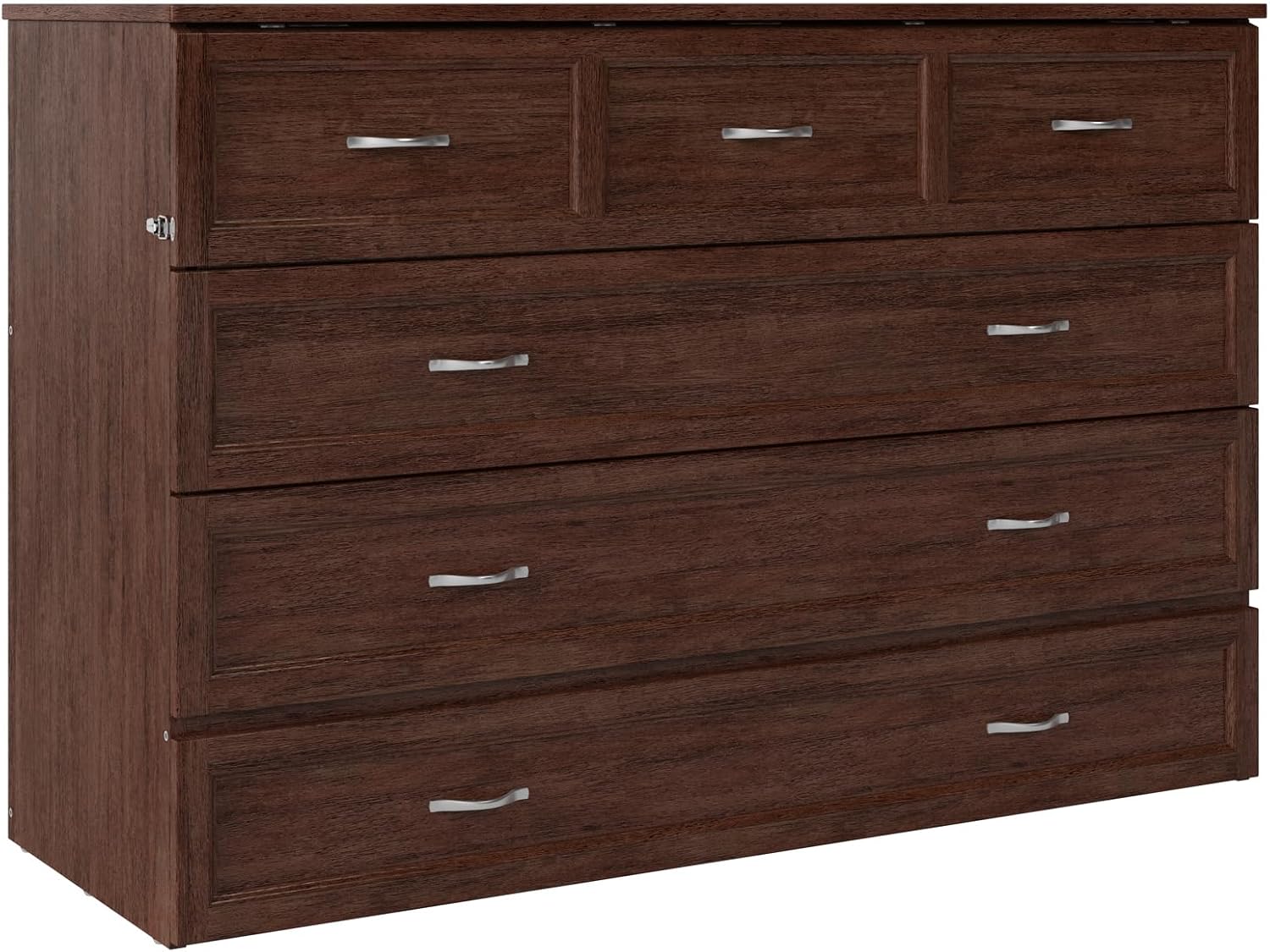 AFI, Northfield Murphy Bed Chest Queen with 6' Mattress, Storage Drawer & Built-in USB Charger, Burnt Amber