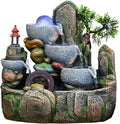 HIHELO Desktop Fountain 3 Tier Tabletop Fountain with Cascading Rocks Waterfall and Water Mist for Office Home Bedroom Study Room Decoration Water Fountain Outdoor (Size : Small)