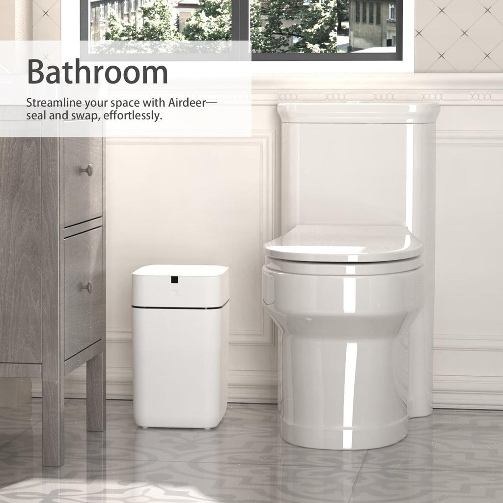 Airdeer Automatic Trash Can, 4 Gallon Self Sealing and Self-Changing Smart Trash Can, Motion Sensor, Touchless Garbage can with lid for Kitchen Bathroom Bedroom, 6 Refill Rings(A1, Black Line)