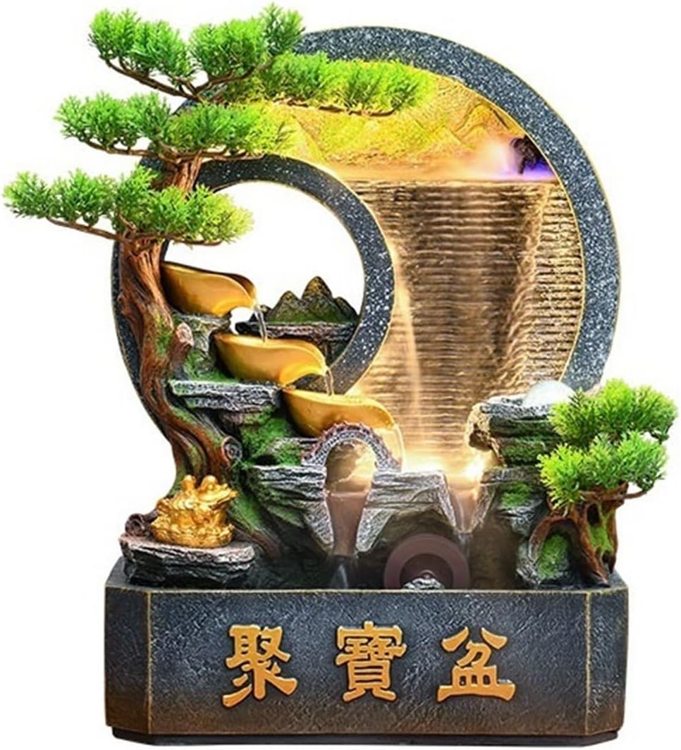 Tabletop Chinese Rockery Curtain Wall Water Ornaments Tabletop Fountain for Home Office Decoration Decor