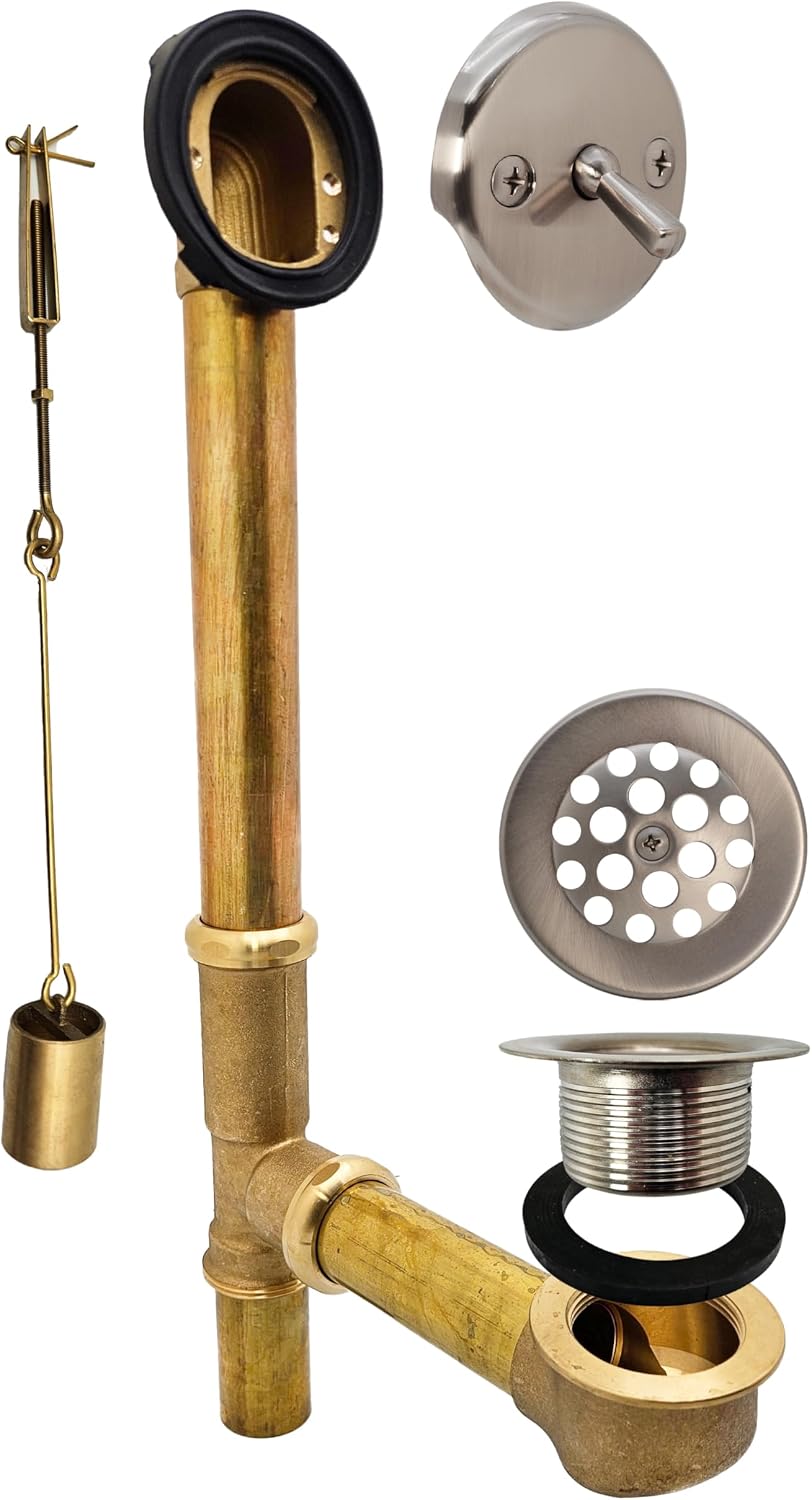 Westbrass A323-20 14' Bath Waste & Overflow Assembly with Trip Lever and Beehive Strainer Grid Drain, Stainless Steel