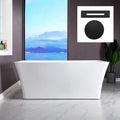 WOODBRIDGE 59' Freestanding White Acylic Soaking Bathtub with Matte Black Drain and Overflow,BTS1509-MB-Drain&O