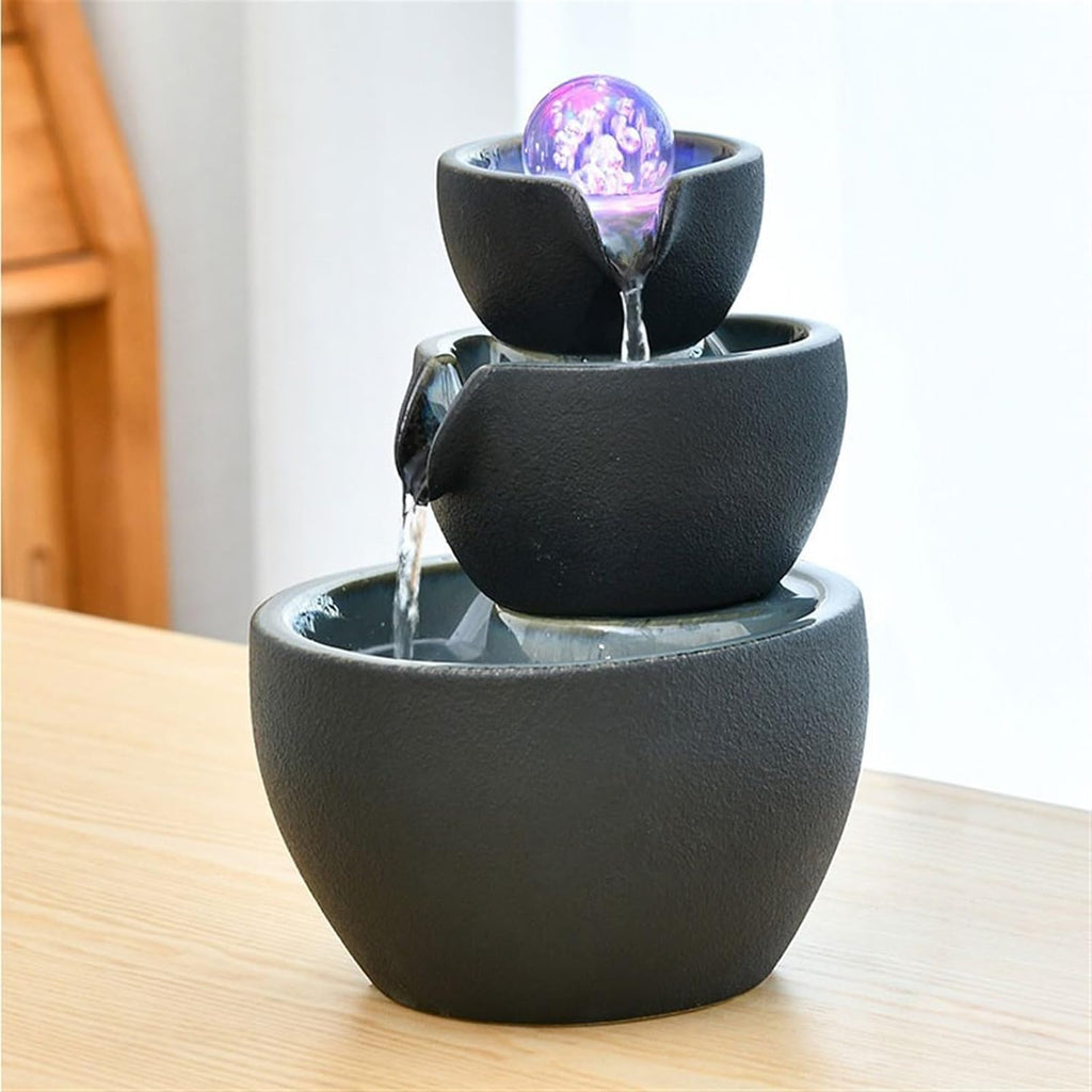 GLigeT Tabletop Fountain Coffee Table Small Ceramic Circulation Fountain Desktop Water Feature Living Room Feng Shui Ornaments Office Entrance Water Fountain Decor