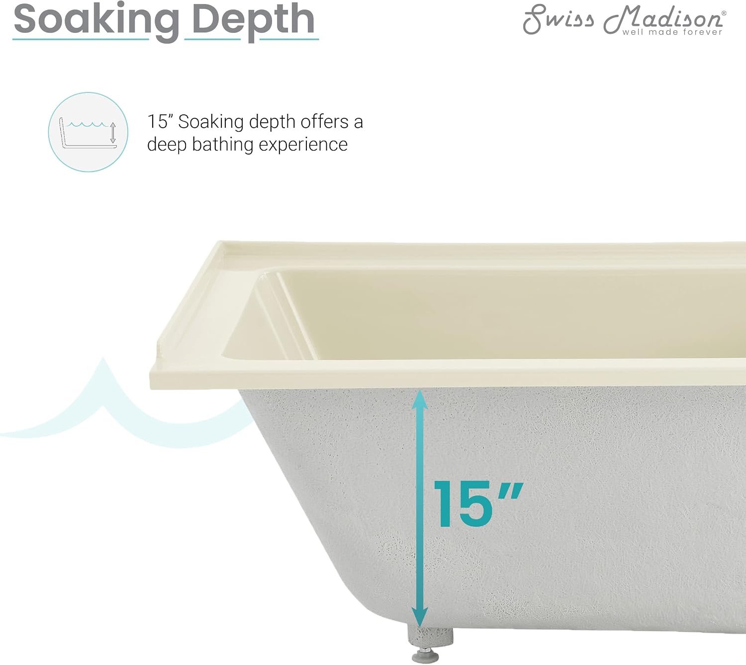 Swiss Madison Voltaire 48' x 32' Right-Hand Drain Alcove Bathtub in Bisque