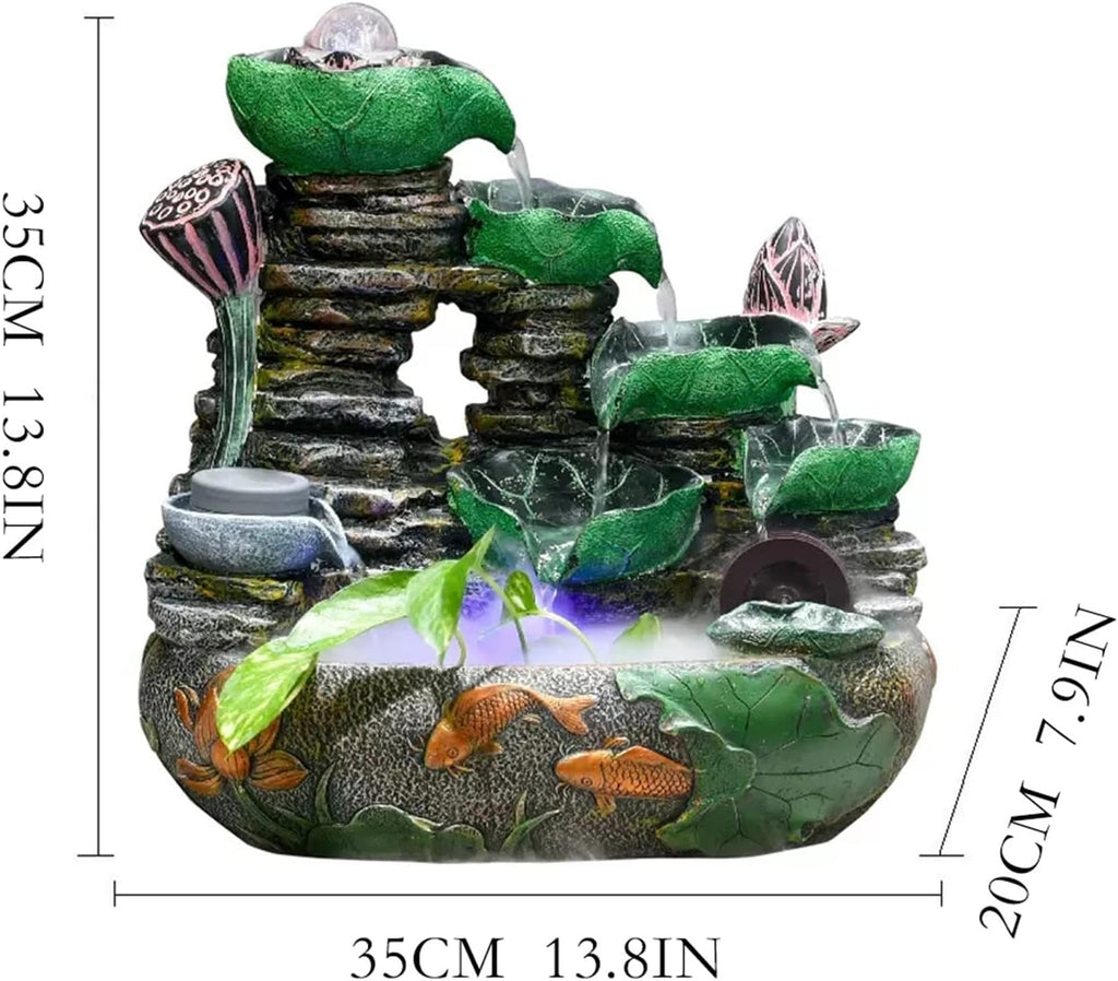 HIHELO Tabletop Fountain Tabletop Fountain Rockery Flowing Water Landscape Fountain Desktop Decoration Feng Shui Wheel Circulating Water Ornaments Indoor Fountain (Size : Large)