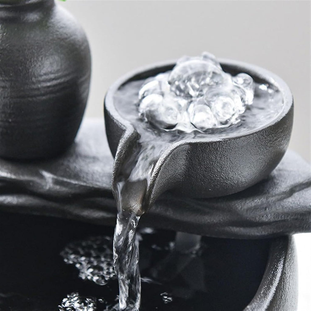 GLigeT Tabletop Fountain Desktop Wealth Fountain Ceramic Wealth Feng Shui Ornament Entrance Living Room Desktop Decoration Water Fountain Decor