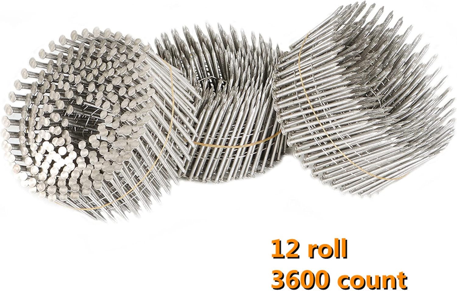 marddpair 3600 Count 2-1/2-Inch x .090-Inch 15-Degree Ring Shank Stainless Steel Siding Nails Collated Wire Coil for Wood or Fencing