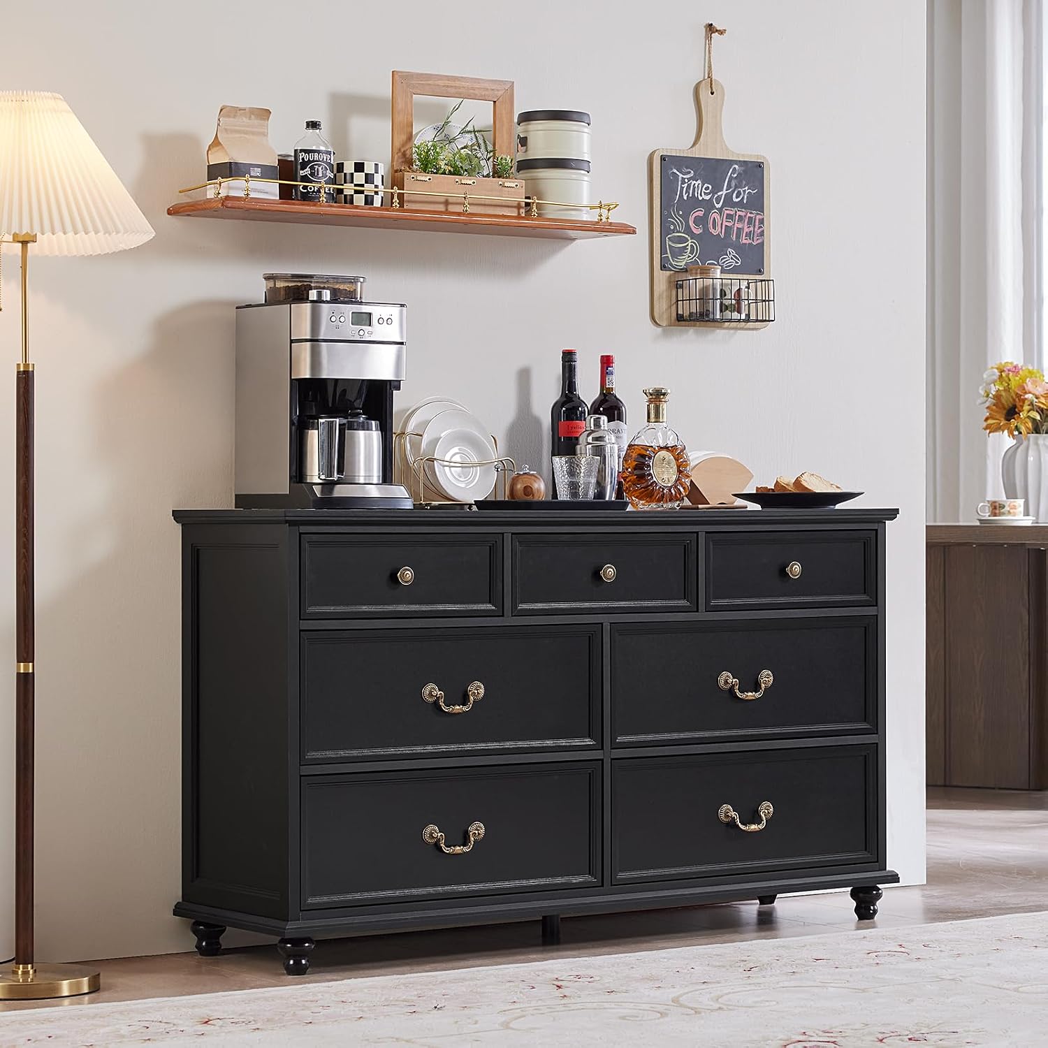 Joaxswe Farmhouse Dresser and Nightstand Sets 3 Piece, Nightstands Set of 2 and 7 Drawers for Bedroom, 54' Wide Dresser and 24' Inch Night Stand Set for Bedroom, Living Room, Hallway