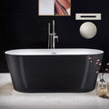 WOODBRIDGE 67' Acrylic Freestanding Bathtub Contemporary Soaking Tub, Black Acrylic (Brushed Nickel Drain/Overflow),B1813 Black -B/N-Drain &O